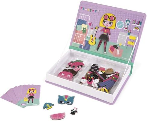 Janod Magnetibook 83 Pc Magnetic Boy Crazy Face Dress Up Game for Imagination Play - Book Shaped Travel/Storage Case Included - S.T.E.M. Toy for Ages 3+ in Saudi Arabia