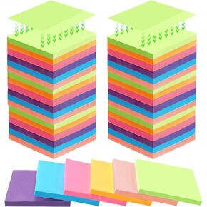 Kajaia 24 Pads Full Adhesive Sticky Notes Colorful Sticky Notes Adhesive Memo Self Stick Pads Easy to Post for Office Home School Meetings Supplies 6 Pastel Colors 80 Sheets/pad(3x3 Inches)