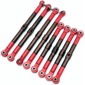8pcs S2 الصلب الصلب القابل للضبط أمامي وخلفي ارتباطات دفع قضبان مع نهايات الألومنيوم باللون الأحمر ل traxxas 1/16 Mini E-Revo Summit 7138 7118