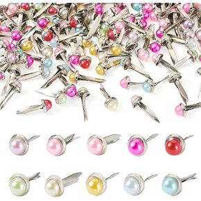 Fashewelry 100 PCS 10 Colors Mini Brads Iron Paper Stables 8 Mm Pearl Brads for Paper Crafts Diy Scrapbooking Photo Photo Sovelish