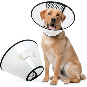 Dog Cone Collar for Surgery Recovery, Adjustable Soft Elizabethan Collar, Anti-Lick Protective Neck E-Collar for Dogs L