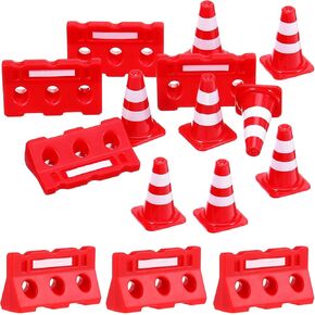 Garneck 24pcs Mini Road Sign Barricade Toy Small Traffic Cones and Fences Playset Educational Traffic Signs Imaginative Play Teaching Tool for Kids Kindergarten