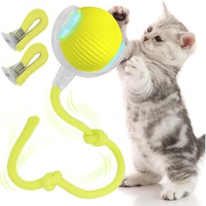 لعبة Cat Tail 2.0 Enteractive Cat-كرات ذاتية الحركة للقطط-كرة كهربائية ذكية للملل ، والإثراء ، ومطاردة الحيوانات الأليفة-لعبة قابلة لإعادة الشحن للقطط الداخلية مع 2 ذيول (وردي)