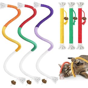 Tocirelo Cat Cat Rope Toy - 6Pack Cat Tuy Toy لتنظيف الأسنان ، ألعاب التسنين القطيفة التفاعلية لنقل المضغ من الأسلاك ، سلسلة قطنية مع كرة فضية طبيعية