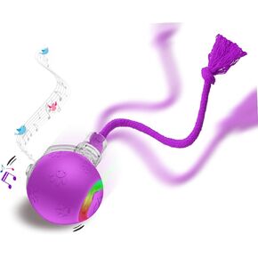 Interactive Cat Toys Ball, Automatic Moving Cat Toys for Bored Indoor Adult Cats, Fast Rolling, Chirping & Motion-Activated Cat Ball, Fun Gift for Cats with Speedy Tail 2.0, USB Rechargeable