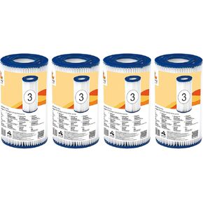 JLeisure Avenli 290589 4.17 x 8 Filter Cartridge Replacement Part for Jilong and Intex Filter 530, 800, and 1,000 Gallon Swimming Pools (4 Pack)