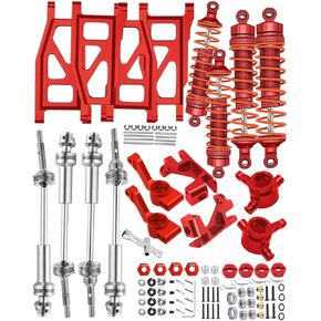 ترقيات لـ 1/10 Rustler Slash Stampede Hoss 4x4 VXL ، محرك العمود CVD مع Hex و Aluminium Big Bore RCH & Suspension Arm & Caster Clock ، كتل التوجيه ، حركات محور العذبة الخلفية ، الفضة مع الأخضر