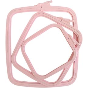 Nurge Pink 3 PCS مجموعة تطريز مربعة بلاستيكية ، أطواق غرزة متقاطعة ، Punch Needle Hoop (3 PCS)