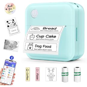 Label Maker Machine with Tape - Mini Sticker Printer Bluetooth Label Printer for Home Office Organization, Portable Thermal Sticker Maker Print Pod with Multiple Templates for Phone(Blue)