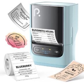 آلة صانع الملصقات POLONO PM220S مع شريط ، 2 بوصة طابعة التسمية الحرارية المحمولة بلوتوث للأعمال التجارية الصغيرة ، المكتب ، المنزل ، العنوان ، ملصق الشعار ، طابعة ملصق للهاتف/الكمبيوتر اللوحي ، أبيض