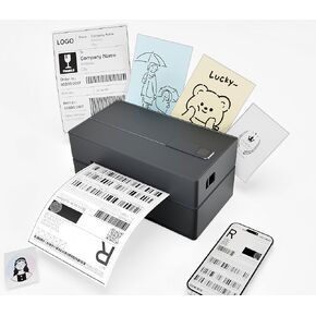 Bluetooth Thermal Shipping Label Printer: 4x6 Wireless Mini Clear Label Maker with Waterproof Tape for Small Business - Widely Used for USPS UPS Ebay Amazon Shopify Etsy