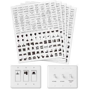 900 Pcs Light Switch Sticker Labels, 57 Designs Transparent Switch ID Sticker Blue Switchboard Label Decals for Home Kitchen Bathroom Office School