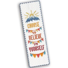 Povitrulya Counted Cross Stitch kit Choose to Believe in Yourself - Embroidery Set for DIY Bookmark