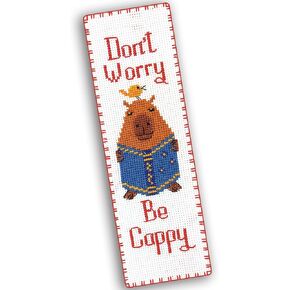 Povitrulya Counted Cross Stitch kit Don’t Worry Be Cappy - Embroidery Set for DIY Bookmark