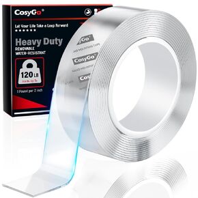 Strong Heavy Duty Double Sided Tape, 1.2" x 20FT Extra Large Clear & Tough Removable Nano Tape for Wall Hanging Strip Poster Deco Rug