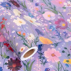 DTIAFU Wildflower Wrapping Paper Roll for Morm لها Women Girls - تصميم الأزهار غلاف الهدايا لعيد حفل زفاف العطلة ، Mothers Mothers Summer (إجمالي 28.5 قدم مربع)