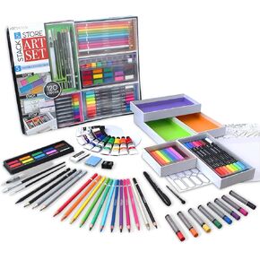 ArtSkills Art Set with Desk Drawer Organizers, Acrylic Paints, Watercolors, Paint Pens, Colored Pencils, Pastels, Art Set for Kids & Adults