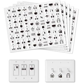 400 Pcs Light Switch Sticker Labels, 34 Designs Transparent Switch ID Stickers Black Switchboard Label Decals for Home, Kitchen, Bathroom, Office School, 19x19mm in Saudi Arabia