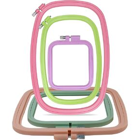 Square Embroidery Hoops for DIY Crafts, guofa Cross Stitch Hoops with 5 Different Sizes , Colorful Plastic Embroidery Hoops for Hanging Creative Decoration