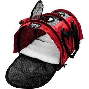 Divided SturdiBag Large Pet Carrier: Compartment for 2 Pets, Flexible Height for Cat and Dog Soft Sided with Safety Clips and Seatbelt Straps | Purple, 18" x 12" x 12" (PN: SB2D-PRO-P)