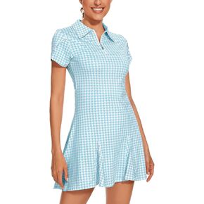 LURANEE Athletic Dress for Women Petal Short Sleeve Tennis Dresses with Shorts and Pockets Flowy Golf Outfits