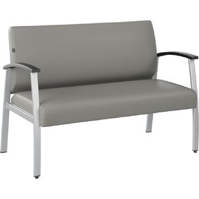 Bush Business Furniture Arrive Waiting Room Loveseat with Arms in Light Gray Vinyl, Reception Area Seating for Office and Lobby in Saudi Arabia
