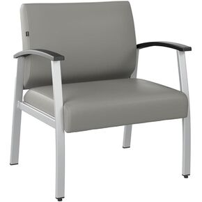 أثاث أعمال الأدغال يصل إلى غرفة انتظار Loveseat مع أذرع في فينيل رمادي فاتح ، والجلوس في منطقة الاستقبال للمكتب واللوبي