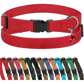 Muromto Bepridaway Cat Leather Soft Soft Apletable Aptular Abelars with Bell Pink Brown Blue Green Red (Red)