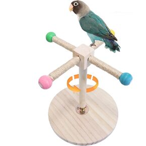 Bird Stand Perch, Portable Tabletop Bird Perch,Interactive Spin Training Bird Toys for Small Medium Parrots Parakeets Conures Lovebirds or Cockatiels