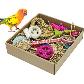 ألعاب علف الطيور الطبيعية ، صندوق تمزيق ألعاب ، ألعاب Cockatiel ، ألعاب مضغ الطيور للببغاوات للببغاوات ، الكوكاتيل ، الببغاء ، طيور الحب وغيرها من الطيور الصغيرة إلى المتوسطة (لون الطبيعة)