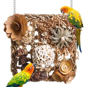 ألعاب الطائر ببناء ألعاب Conure Grass Mat Fraging Toys Parrot تمزيق ألعاب معلقة للطيور الصغيرة إلى المتوسطة ببناء Cockatiel Conure Lovebird Budgie