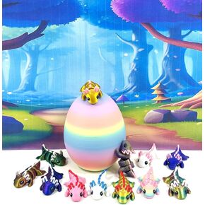 12pcs 3D Printed Articulated Mini Axolotl with Egg, Colorful Fidget Mini Axolotl Figures, Tiny Animal Figures, Birthday Party Decorations MA003-SET-RE