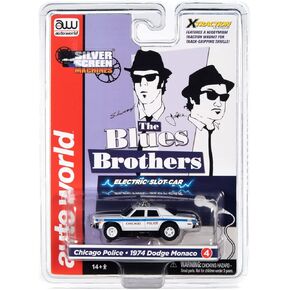 Auto World SC372-4 The Blue Brothers Chicago Police 1974 Monaco HO Scale Electric Slot Car