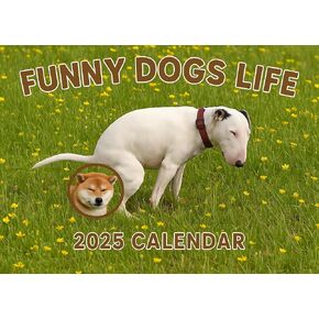 Pooping Dogs Wall Calendar 2025 - White Elephant Gag Gift for Adults - January 2025 to December 2025, 17" x 22" Opened - Thick and Sturdy Paper, Dogs Calendar Gag Gift - Funny Wall Art Cute Dog