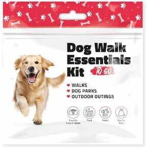 PH Advantage Dog Dog Walking Kit - تشمل أكياس أنبوب ، وعاء مائي يمكن التخلص منه ، وعلاج وطعام - حزمة صديقة للسفر مثالية للمشي ، ومشي لمسافات طويلة والطوارئ غير المتوقعة - النمط الأحمر (1)