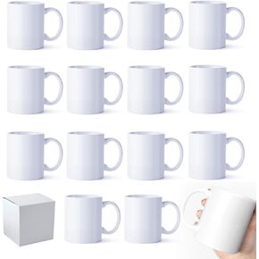 Sublimation Mugs, Cups 11oz Sublimation Ceramic Blank Coffee Mugs,White Cups, Sulimation Blanks, Blank White Mugs-36 pack bulk bundle (36pc White)