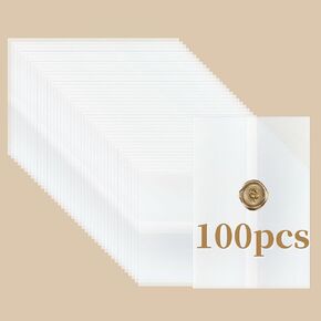 كايتون 100 حزمة السترات البصيرة المُثبَّت مسبقًا لدعوات 5 × 7 ، وبطانات مظروف الورق الشفافة الشفافة لدعوة عيد ميلاد العرس مع معمودية الزفاف