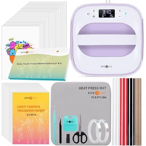 Htvront Heat Press Machine للقمصان ، وضغط على الحرارة المحمولة 10 "× 10" (أرجوانية) وملحقات الضغط الحرارية لـ 10 "× 10" آلة الضغط على الحرارة