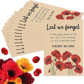 100 PCS Poppy Occants Memorial Day Favors خشية أن ننسى ورقة Kraft حزم صغيرة تفضل الأظرف اللاصقة لليوم التذكاري الاحتفال بالهدايا التذكارية للهدايا الهدايا ، لا بذرة