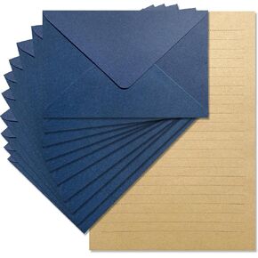 Tuhangcc Premium Velvet-Touch Stationery Set with Unique Design Colors - Best Paper and Elegant 4x6 Envelopes (24 Writing Sheets + 12 Envelopes) for Love Letters and Party Invitations(Blue)