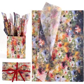 30 Sheet Flower Wrapping Tissue Paper, 19.69x13.78in Packaging Tissue Paper Vintage Present Package Paper Floral Pattern Tissue Paper for Crafts Decorations Supplies