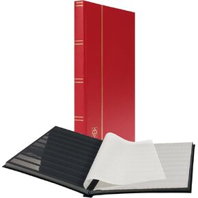 Lighthouse Stockbook DIN A4, 32 Black Pages, Non-Padded Cover, red