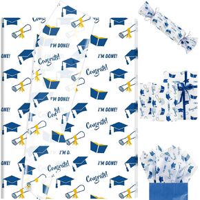 ywdbzjhs 60 ورقة 2025 ورقة أنسجة التخرج ، 20x14 بوصة Cap Cap Diploma Scroll Patterns Paper Gift for 2025 Art Craft Graduation Party (Black)