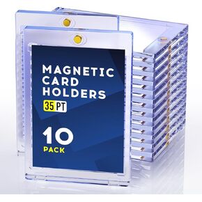 10ct 35pt Magnetic Card Holder for Trading Cards, One Touch Card Holder, Card Protectors Hard Plastic, Magnetic Card Case for Sports Card, Baseball Card Holders, Display Case for Standard Cards