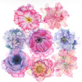 40 Pcs Large Size Transparent Flower Stickers, Waterproof Floral Stickers Self-Adhesive Flower Wall Decals for DIY Craft Planners Journal Notebook Laptop Cell Phone Calendars Wedding Decoration