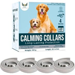 Calming Collar for Dogs 4 Packs with Pheromones | Long-Lasting Anxiety Relief for Separation Anxiety, Stress & Noise Phobia