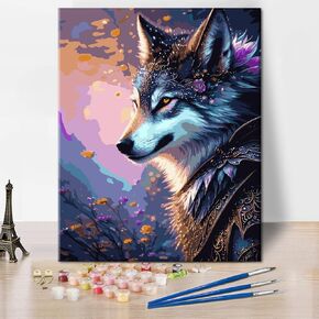 Animal Paint by Numbers Modern Adult Beginner Painting Art DIY Tiger Forest Beast Paint by Numbers Tropical Rainforest Painting Art Lady Men Living Room Bedroom Wall Art Decoration 16x20 in