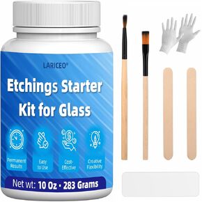 2.8oz Professional Etching Starter Kit for Glass with 6 Tools, Create Permanently Etched Designs, Art Frosted Glass Cream Kit for Etching Intricate Designs - Perfect for Mirrors, Windows, Glassware
