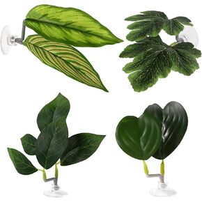 4pcs Betta Leaf Ammocks ، 4 أنماط كوب من كوب الكوب ديكور أسماك يترك أسماك خزان الأسماك الملحقات لمحاكاة الموائل الطبيعية (الأخضر)