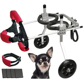 Dog Wheelchair for Back Legs Adjustable Dog Carts with Wheels Small Wheelchair for Dogs with Disabled Hind Legs Walking, with 4PCS Rear Leg Protection Pads - M